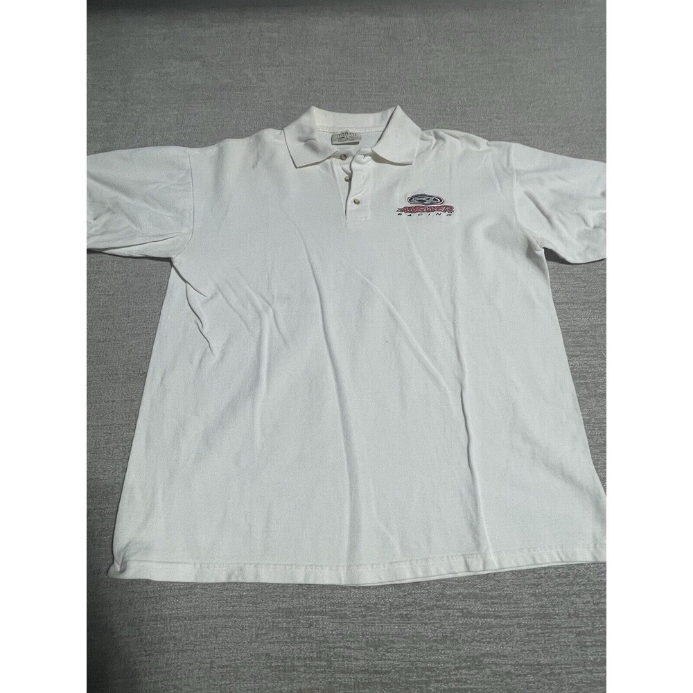 Vintage Earth Collection Polo Shirt Men’s Large White Short Sleeve Logo Collared